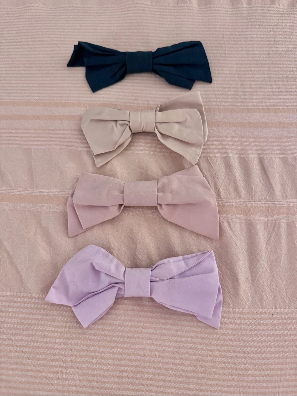 Hand Made Ribbon Hair Clips - Dark Green, Beige, Pink, Lavender